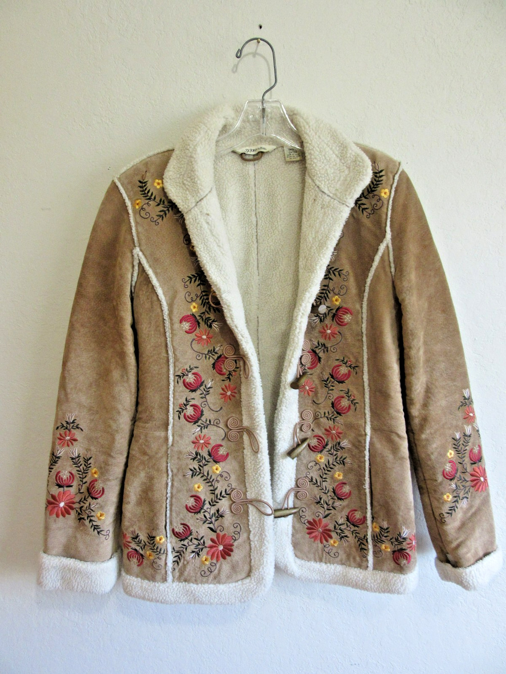 St John's Bay Vintage Phoebe Friends Nordic Leather S Sherpa Lined Jacket-SS